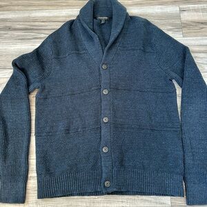 Banana Republic Men's Shawl Collar Knit Sweater 100% Cotton in Blue Size Large
